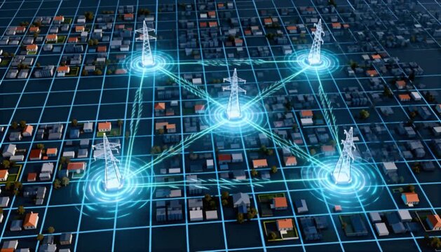 animated city grid energy distribution map perfect for static electricity day