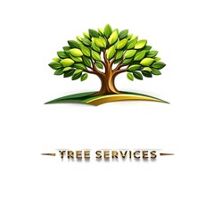 Obraz premium Green tree logo icon for landscaping and tree services isolated on white