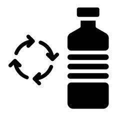Plastic Bottle with Recycling Symbol Icon	