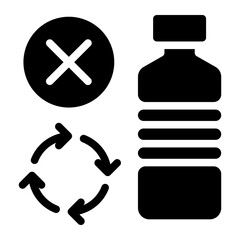 Non Recyclable Plastic Bottle Warning Icon	