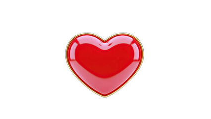 Fototapeta premium Red Heart with Gold Border on White Background