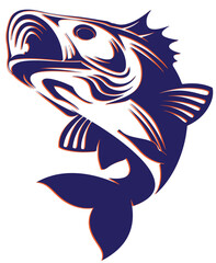 Aggressive Bass Fish Illustration – High-Energy Sport Fishing Vector Design for Tournament Logos, Outdoor Branding, Decals and Merchandise