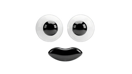 Googly Eyes and Lips on White Background