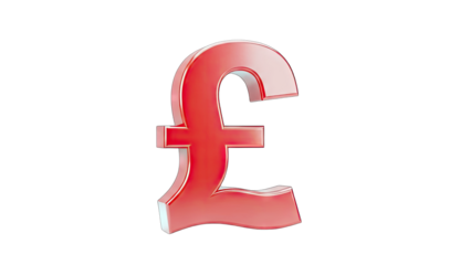 Red Pound Sign Isolated on White Background