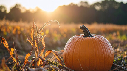 pumpkin on a plantations field