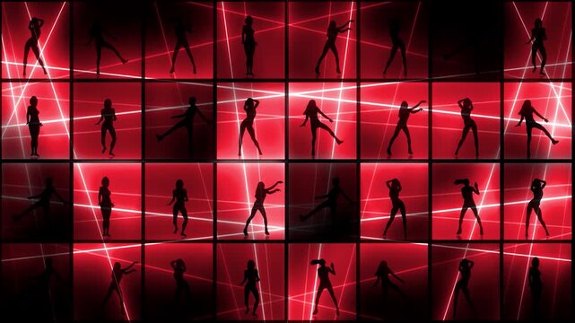 Silhouette Dancing Girls Red Laser Lights 2