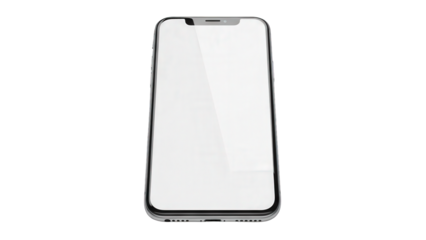Smartphone with Blank White Screen and Sleek Silver Frame on Black Background for Mobile Tech Advertising
