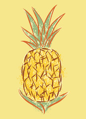 Stylized illustration of a pineapple. Simple line art.