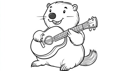 Cartoon groundhog playing guitar (6)