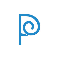 Fototapeta premium letters p curves happy spiral simple logo vector