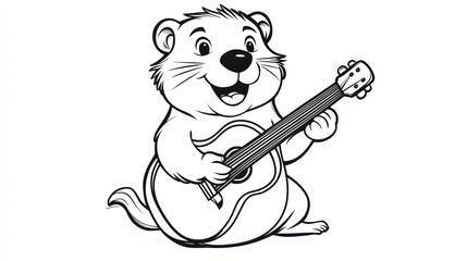 Cartoon Groundhog Playing Guitar (11)