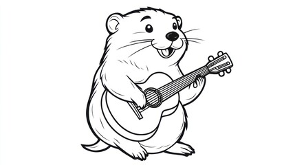 Cartoon Groundhog Playing Guitar (12)