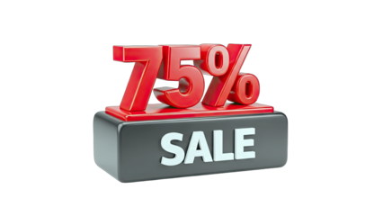 75% Sale Discount on Black Block - Isolated