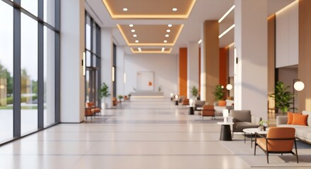 a minimalist hotel lobby