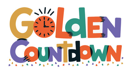Golden Countdown: A vibrant and captivating graphic announces a special moment, with a clock design. a visual celebration.