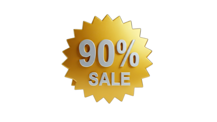 90% Sale Badge on White Background