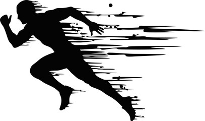 Sprinter Runner Silhouette Ink Brush Art. Fast Athletics Athlete Vector for Asian Games Competition