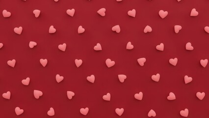 pink hearts on red background