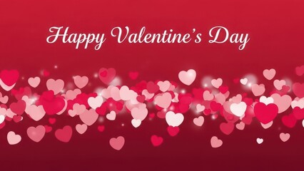 Valentines Day celebration with red and pink hearts