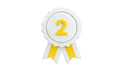 Second Place Award Badge on White Background