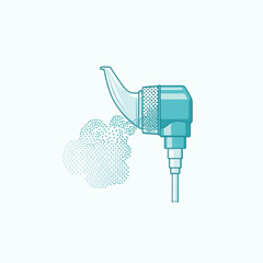 Technical illustration of a hearing aid isolated on white background