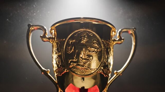 Abstract Golden Trophy Illuminated By Background