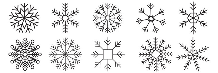 Snow icon set. snowflake icon vector. Black Set.