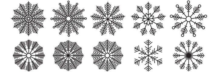 Snow Icons. Snowflakes Vector Icons. Winter Icons. Snow or Snowflake symbol. Snow. Snowflakes. Black Set.