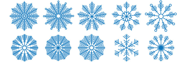 Set of Snowflakes Christmas design vector. Snowflakes icons. White Snowflake. Snowflakes template. Snow winter. Snowflakes icons. Snowflake vector icon. EPS 10.