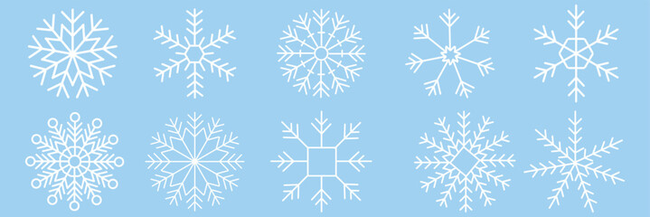 Set of Snowflakes Christmas design vector. Snowflakes icons. White Snowflake. Snowflakes template. Snow winter. Snowflakes icons. Snowflake vector icon. EPS 10.