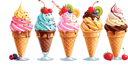 Colorful Ice Cream Sundae Cones Collection