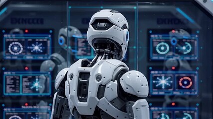 futuristic humanoid robot portrait in advanced technology setting | science fiction, technology, futuristic, robotics, digital theme - Powered by Adobe