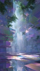 Abstract Geometric Forest with Light Beams and Reflection