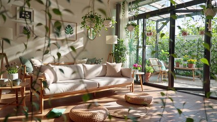 serene living room blending nature, comfort, and modern design details | home decor, relaxation, wellness, lifestyle, interior design theme