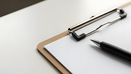 Medical Clipboard Corner With Blank Paper and Pen Tip