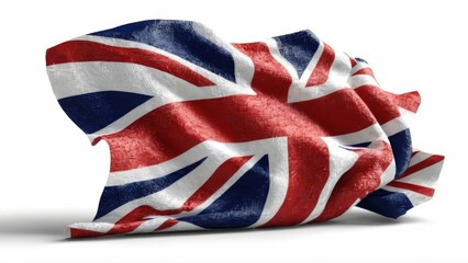 Fototapeta premium Dynamic 3D Render of the UK Flag Fluttering in the Wind with Soft Fabric Texture