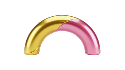 Abstract 3D Arch with Gold and Pink Colors on White Background
