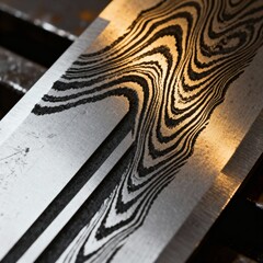 Damascus Steel Twist Pattern with Acid Etching The classic swirl