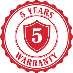 Five Year Warranty Badge with Shield Design