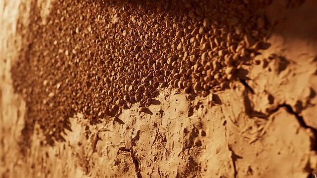 Golden light on textured surface with natural patterns