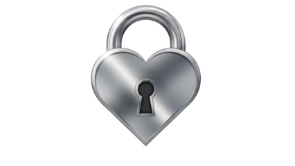 Heart-shaped padlock icon isolated on transparent background