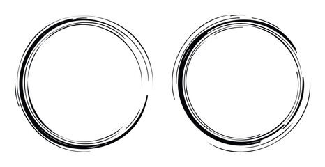 Dynamic abstract circular brush strokes in black and white, perfect for graphic overlays and expressive visual branding applications