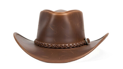 Brown leather cowboy hat isolated on transparent background