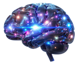 Futuristic Artificial Intelligence Brain with Glowing Neural Network
