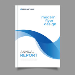business blue wavy annual report cover template flyer design