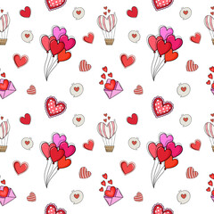 Love is in the Air: An illustration of a romantic pattern that celebrates the joy and warmth of romance. featuring heart-shaped balloons and loving envelopes on a canvas of endless love.
