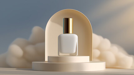 Cloud Dancer Perfume Bottle Display Modern Design Beauty Product Colour of the Year 2026