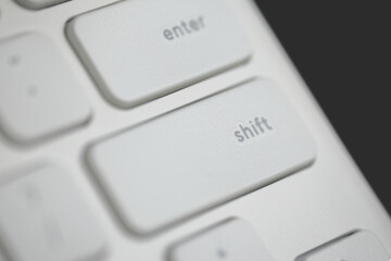 Close up view of a Membrane Keyboard shift key