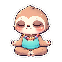 Adorable Cartoon Sloth Meditating in Lotus Pose, Zen and Relaxed Sticker