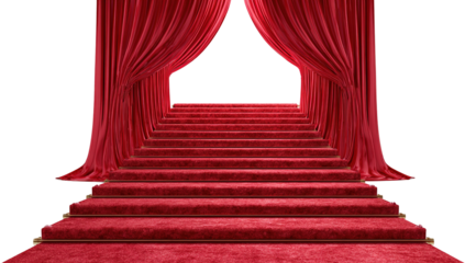 Red carpet and golden barriers realistic 3d vector illustration